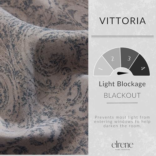 Threadmade Vittoria Paisley Printed Blackout Curtain Panel, Gray - 52" W x 84" L - color: Grey, size: 52"W x 84"L (Pack of 1)