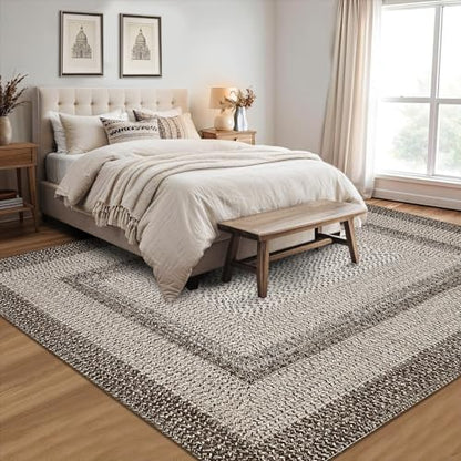 RUGSREAL Washable Rug 5x7 Modern Geometric Living Room Bedroom Rugs - color: Mocha, size: 5' x 7' (Rectangular)