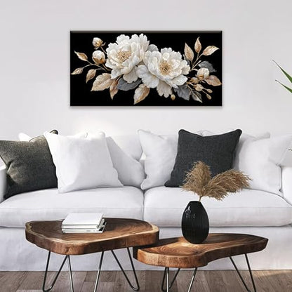 Elegant White Flower Wall Art Prints 20"x40" Canvas Wall Art For Bedroom - color: HX7D, size: 40"L x 20"W