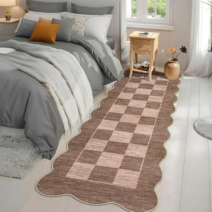 Garvee 2x6 Runner Rug Kitchen Rugs Non Slip Washable Rug, Brown - color: Scalloped - Brown, size: 2' x 6' (Runner)