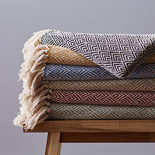 DII Diamond Throw Collection Cotton Woven, 50x60, Honey Gold - color: Honey Gold, size: 50x60"