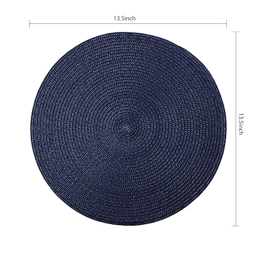 Round Placemats, Crossweave Heat Resistant Woven Round Place Mats Diameter 13.5 inch for Kitchen Table Set of 6 (Nautical Blue) - color: Nautical Blue