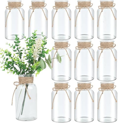 12 Pack Mason Jar Vases for Centerpieces, Clear Glass Flower Vase - color: Transparent