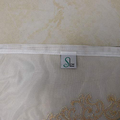 SLOW SOUL 2 Panels European Luxury Curtains Velvet Embroidered Tulle for Living Room Kitchen Bedroom Sheer Curtain with Rod Pocket Coffee 50W X 84L inch - color: Coffee/Rod Pocket, size: 50"W x 84"L (Pack of 2)