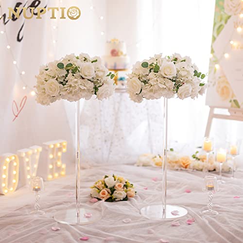 NUPTIO White Flower Balls for Table Centerpieces, 10 Pcs Large Fake Roses - color: White, size: 15.7" Diam - 10 PCS