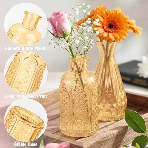 Glass Bud Vases in Bulk Small Mini Gold Vase for Flowers 17pc - color: Gold