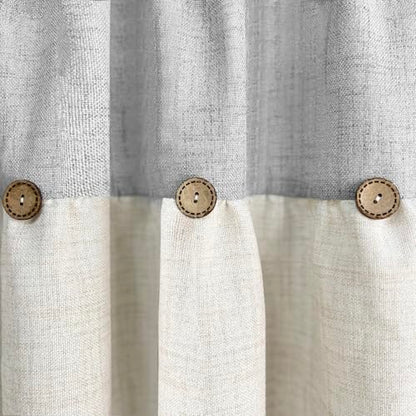 Farmhouse Boho Linen Button Valance for Kitchen Window Dining Room - color: Grey, size: 52"W x 20"L (Pack of 1)