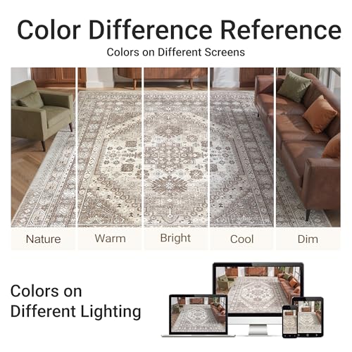 befbee 2x3 Washable Rugs, Entryway Non Slip Stain Resistant Brown Rug - color: Brown/Beige, size: 2' x 3' (Rectangular)