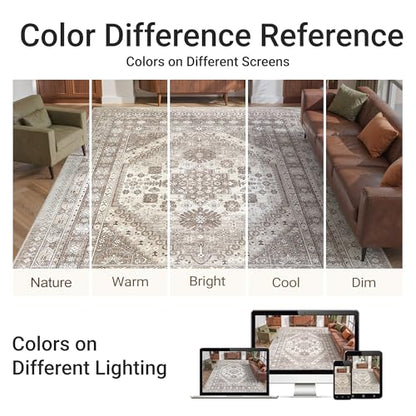 befbee 2x3 Washable Rugs, Entryway Non Slip Stain Resistant Brown Rug - color: Brown/Beige, size: 2' x 3' (Rectangular)