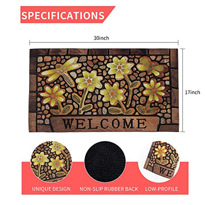 Durable Door Mat Welcome Mat Indoor Outdoor,17x30 Inch Heavy Duty Non-Slip Rubber Front Door Mat Outside Entrance Rug,Apply to Home High Traffic Area, Patio, Farmhouse，Entryway Floor Mats - size: 1'6" x 2'6" (Rectangular)