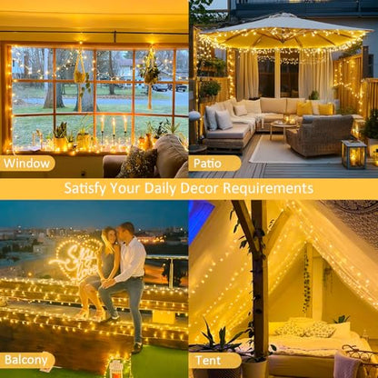 JMEXSUSS 2 Pack Warm White Christmas Lights Indoor, Total 200 LED 66FT - color: Warm White, size: 200 LED