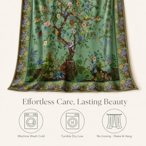 HMS Happy Memories Door Curtain, Tree of Life, 52"x84", 1 Panel - color: Green Tree of Live