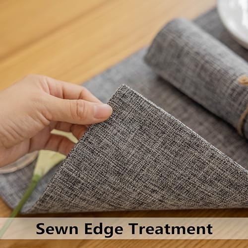 Demetex Cloth Placemats Set of 6 Table Mats Gray Linen Place Mats for Buffet Kitchen and Dining Room, Ash Grey - color: Ash Grey, size: Placemats set of 6