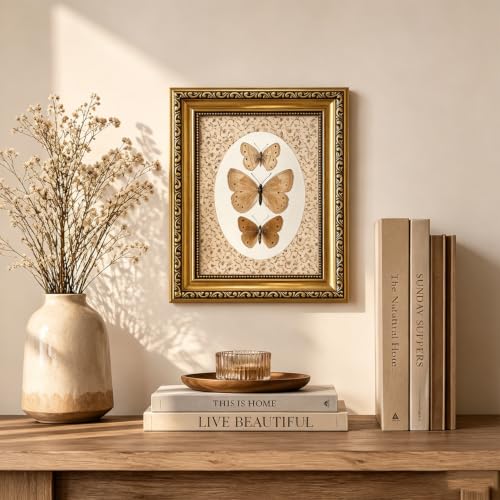 Vintage Butterfly Wall Art gold Framed Butterfly Pictures Wall Decor - color: Butterfly, size: 10"L x 8"W