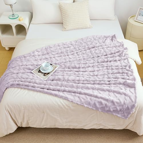 Aganear Fleece Throw Blanket for Couch Sofa 50"x60" Purple - color: Purple, size: Throw(50×60in)