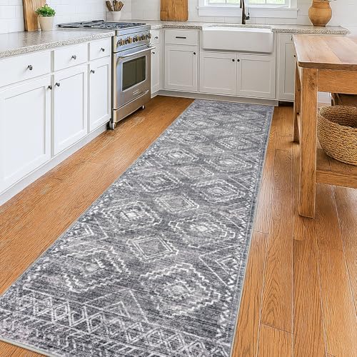 KILOCOCO Hallway Runner 3x10 ft Washable Runner Rug Non Slip, Grey - color: Grey, size: 3' x 10' (Runner)