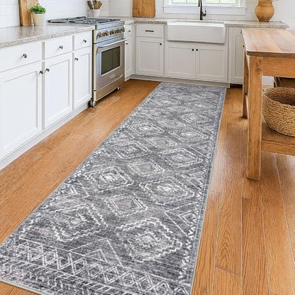 KILOCOCO Hallway Runner 3x10 ft Washable Runner Rug Non Slip, Grey - color: Grey, size: 3' x 10' (Runner)