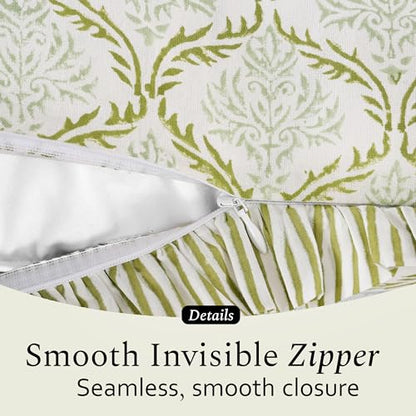 CPC Fern Regal Block Print Ruffle Sham Pillow Cover 14x36 Inch, Pack of 1 - color: Fern Regal, size: 36" x 14" (Pack of 1)