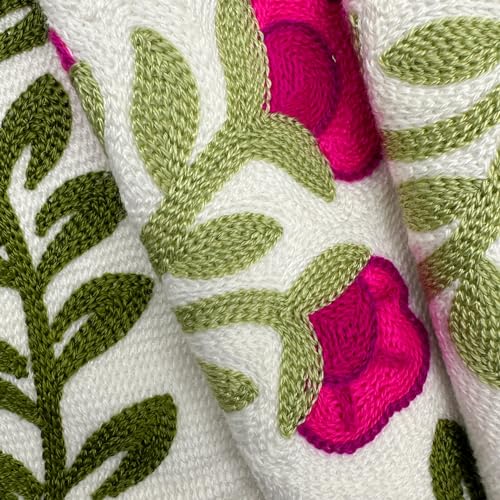 Alysheer Floral Embroidered Throw Pillow Cover 18"x 18" Set of 2, Hot Pink - color: Hot Pink, size: 18" x 18" (Pack of 2)