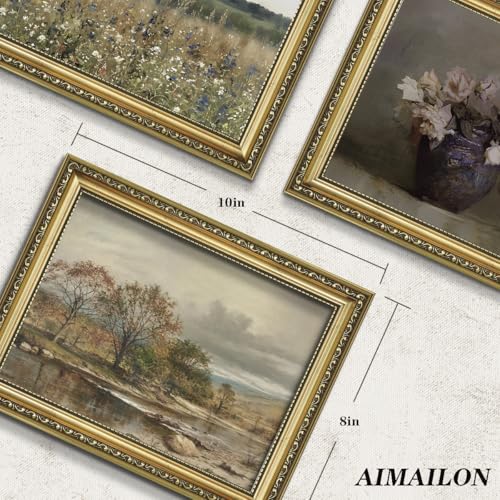 AIMAILON Sanskrit Gold Frame Autumn Tree Pattern, Retro Plant Art 8x10 - color: Golden Autumn Landscape, size: 10"L x 8"W