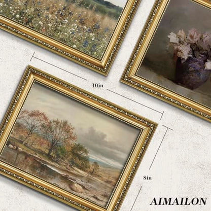 AIMAILON Sanskrit Gold Frame Autumn Tree Pattern, Retro Plant Art 8x10 - color: Golden Autumn Landscape, size: 10"L x 8"W