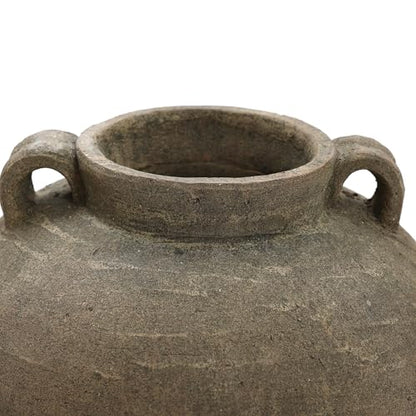LuxenHome Rustic Large Flower Vase,14'' Tall Brown Terracotta Cauldron Vase - size: Medium