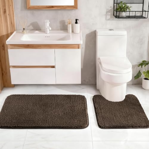 Exclusivo Mezcla Soft Absorbent Bathroom Rugs, Non-Slip Bath Mat, 24x36 - color: Coffee, size: 24"x36"(Rectangular)