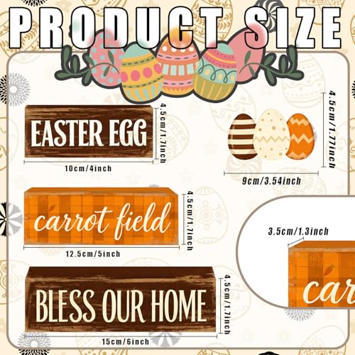 Easter Decorations - Easter Egg Carrot Field Tiered Tray Decor - Wooden Farmhouse Easter Tabletop Sign with Eggs & Carrot Theme - Rustic Spring Home Decor for Shelf Mantel Kitchen - Spring Home Decor for Living Room, Kitchen Counter - style: Egg