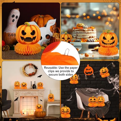 Faccito 9 Pcs Halloween Pumpkin Honeycomb Centerpieces Table Decorations - style: Cute