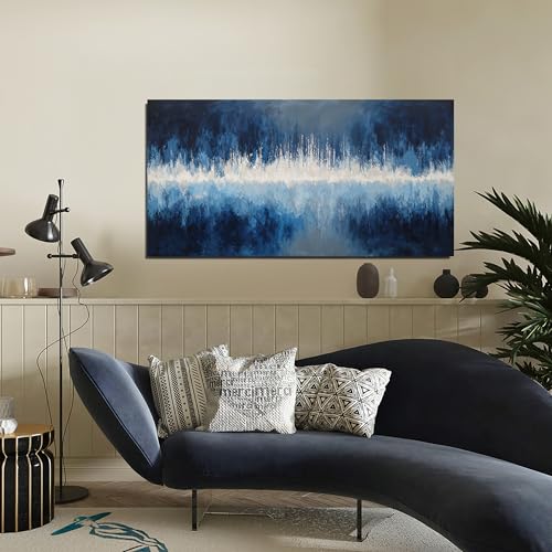 YISXINOAG Deep Blue Abstract Wall Art Modern Calm Cool Tones Canvas 20"X40" - color: deep blue, size: 40"L x 20"W