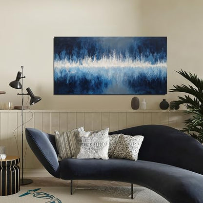 YISXINOAG Deep Blue Abstract Wall Art Modern Calm Cool Tones Canvas 20"X40" - color: deep blue, size: 40"L x 20"W