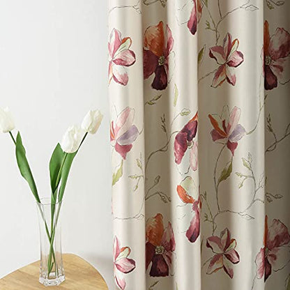 VOGOL Purple Floral Grommet Blackout Curtains, 52 x 63, 2 Panels - color: T003c2, size: 52"W x 63"L (Pack of 2)