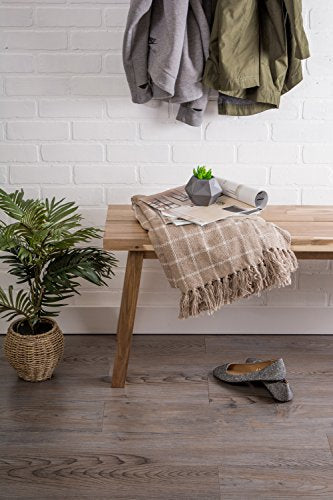 DII Transitional Checked Plaid Woven Throw, 50x60, Stone - color: Stone, size: 50x60"