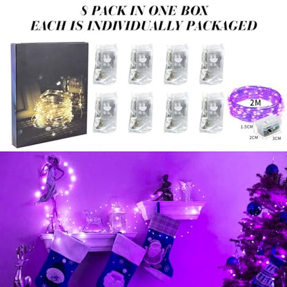ZGWJ 8 Pack Purple Fairy Lights, Mini String Lights - color: Purple, size: 8P