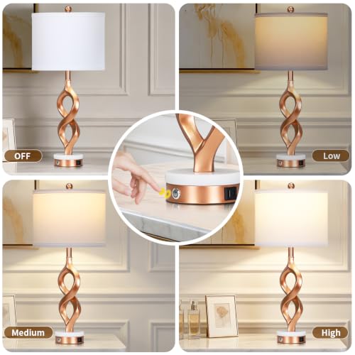 Cinyirong 30" Tall Rose Gold Table Lamps Set of 2 for Living Room & Bedroom - color: Rose Gold (2 Pack)