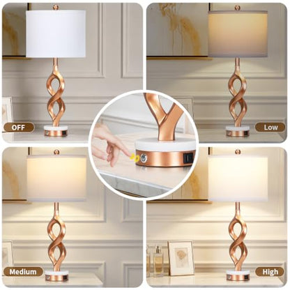 Cinyirong 30" Tall Rose Gold Table Lamps Set of 2 for Living Room & Bedroom - color: Rose Gold (2 Pack)