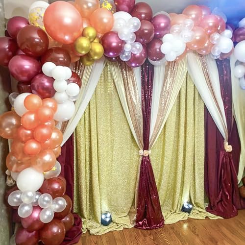 Burgundy Rose Gold 60 Packs 12 Inches Wine Red Latex Balloon - color: Burgundy Rose Gold