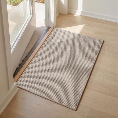 Sunfly 2x3 Entryway Rug with Non Slip Rubber Backing Beige - color: Beige, size: 2' x 3' (Rectangular)