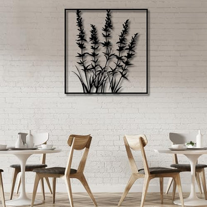 Metal Wall Decor | 17'' x 17'' x 0.05'' Lavender Art Themed Wall Decorations | Handmade Indoor and Outdoor Wall Art (17'' x 17'', Lavender, Black) - size: 17'' x 17'', style: Lavender