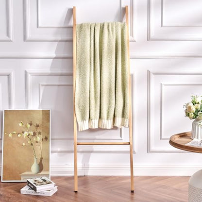 CozeCube Reversible Knitted Throw Blanket, Sage Green White Melange 50"x60" - color: M-sage Green, size: 50"x60"