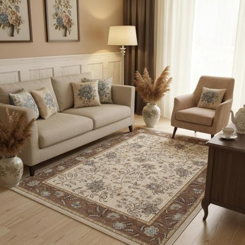 GarveeHome 5x7 Area Rug Brown Washable Rugs for Living Room Bedroom - color: Brown, size: 5' x 7' (Rectangular)