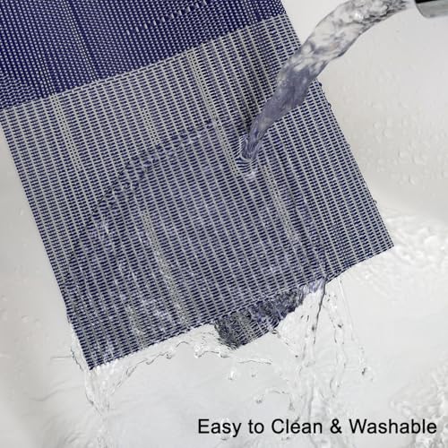 Placemats Set of 8, Vinyl Woven Heat-Resistant Place Mats - color: Blue Gray, size: Set of 8
