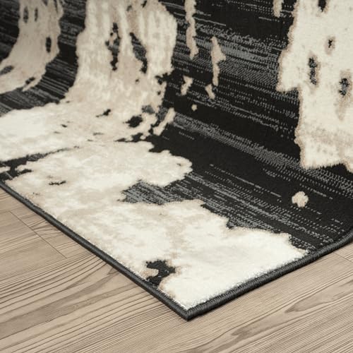 Abani Black and Cream Area Rug | 10' x 14' Tan and Beige Abstract Pattern | Perfect for Living Room and Bedroom | Terra Collection - color: Grey, size: 10' x 14' (Rectangular)