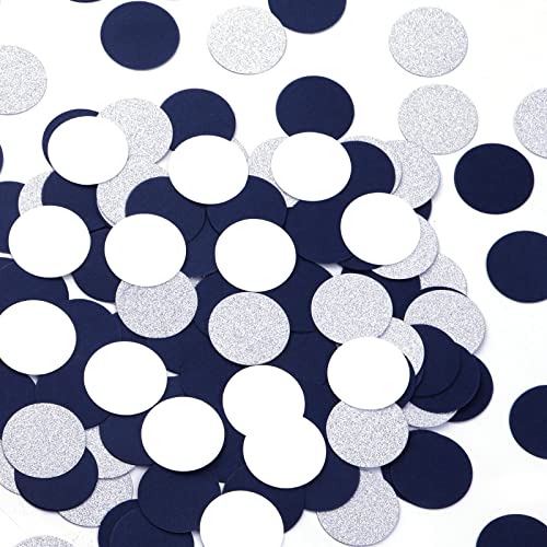 Navy-Blue White-Silver Party-Decorations Confetti - 300pcs Glitter Paper Decor Graduation Boys Birthday Table Confetti Mothers Faterhs Day Wedding Baby Shower Decoration Lasting Surprise - color: Navy Blue White Silver