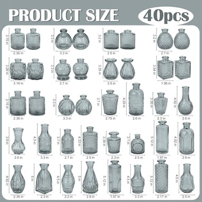 Glass Bud Vases in Bulk Small Mini Black Vase for Flowers 17pc - color: Black