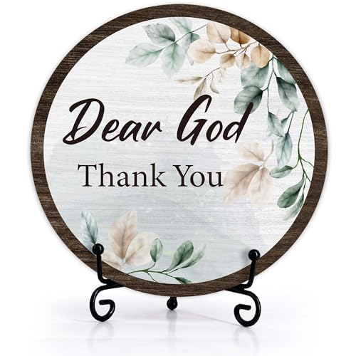 Christian Desk Decor, Dear God Thank You Wood Sign, Religious Gifts For Woman Man, Living Room Decor And Accessories, Bible Verse Home Office Decorations For Table Shelf -c09 - style: Dear God 4