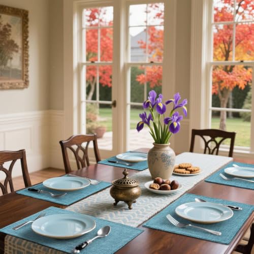 Homaxy Cloths Placemats for Dining Table Set of 4, 13" x 19", Aqua - color: Aqua, size: Placemats Set of 4