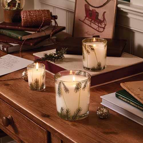 Thymes Frasier Fir Pine Needle Candle – Holiday Candles for Home Scented with Notes of Crisp Siberian Fir, Cedarwood & Sandalwood – Christmas Decor (2 oz) (Pack of 2) - size: 2 oz (Pack of 2)