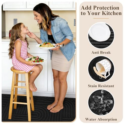 U'Artlines Kitchen Rugs and Mats Set of 3, Black 20x32+20x48+20x59 - color: Black