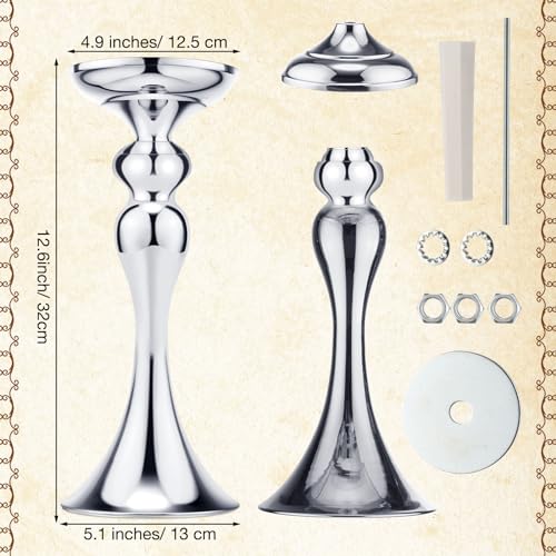 Sadnyy 16 Pcs Silver Metal Flower Vase, 12.6 Inch Wedding Table Centerpiece - color: Silver, size: 12.6 Inch